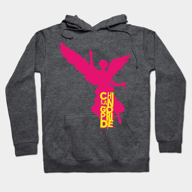 Chilango Pride / Orgullo Chilango Logo Version 2 with Attitude Pink Yellow Hoodie by chilangopride